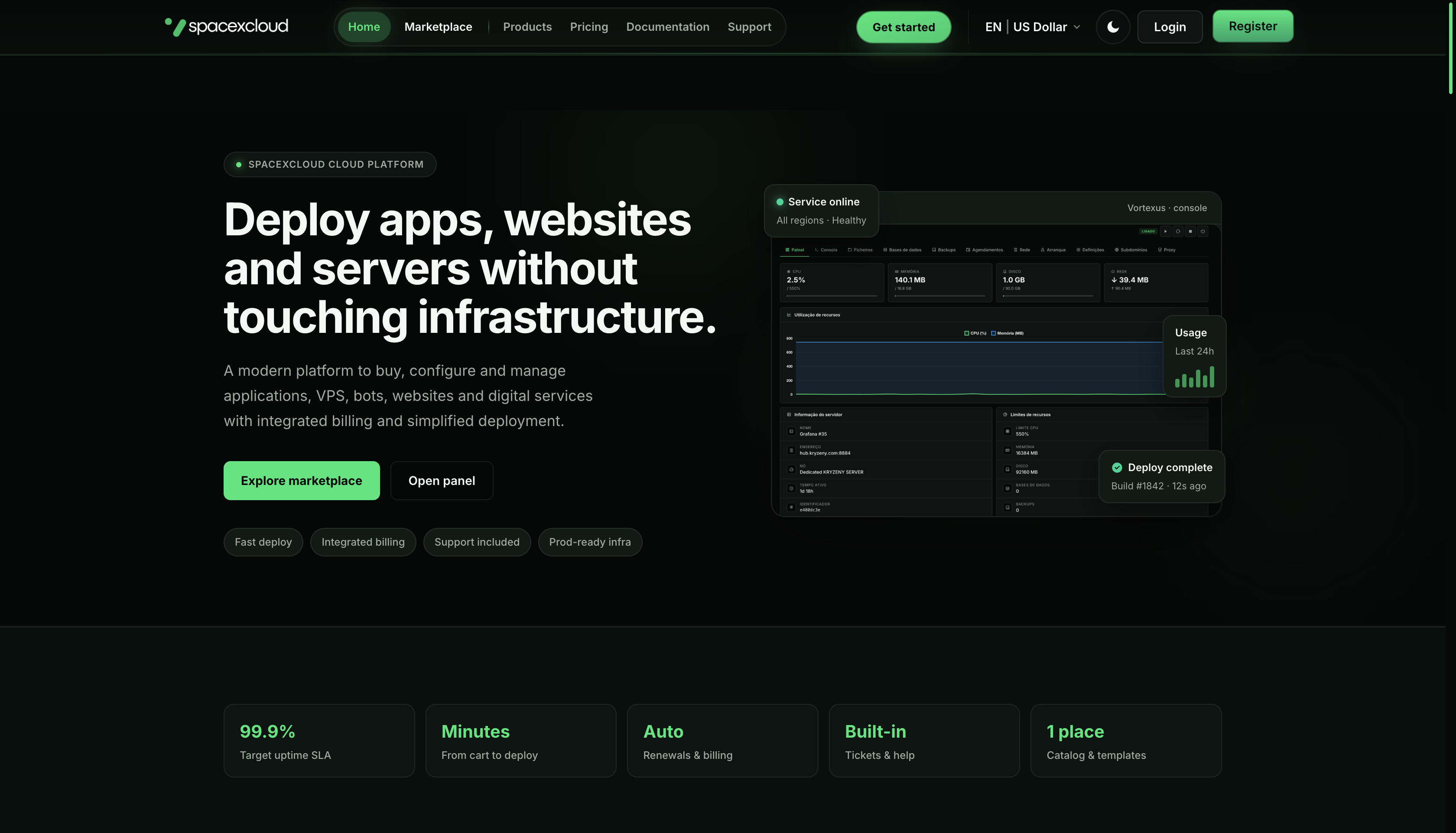 Venom landing page dark mode
